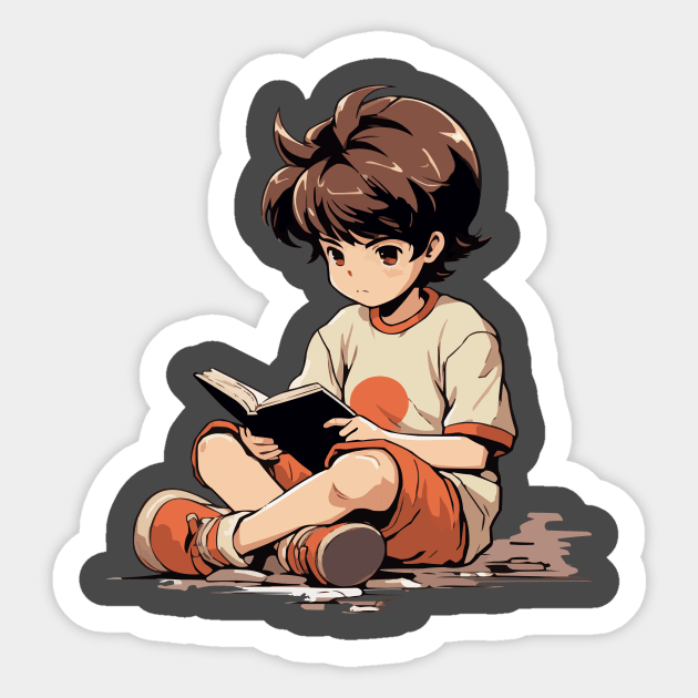 Boy Reading T-Shirt Sticker by Ceiko